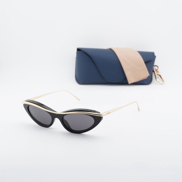 Loewe LW40166I 01A Sunglasses Shiny Black/Gold Cat Eye Frame, Grey Lenses main image 7